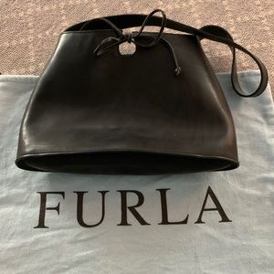 Furla Black Patent Leather Vintage Shoulder Bag